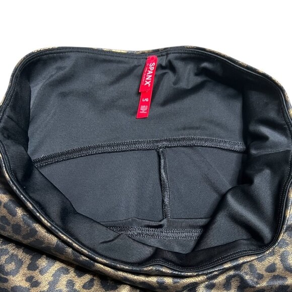 SPANX Faux Leather Shiny High Rise Animal Print Cheetah Leopard Leggings Large‎ - Picture 5 of 5